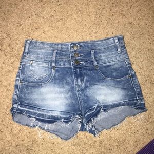 High waisted jean shorts